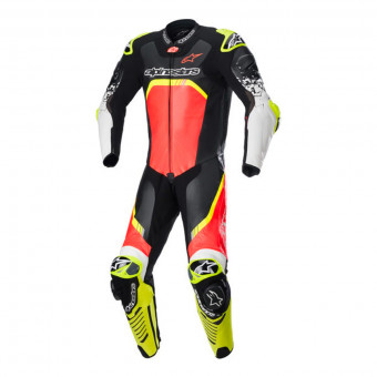 Combinaison Moto Cuir Alpinestars GP Tech V4 Black Red Fluo Yellow