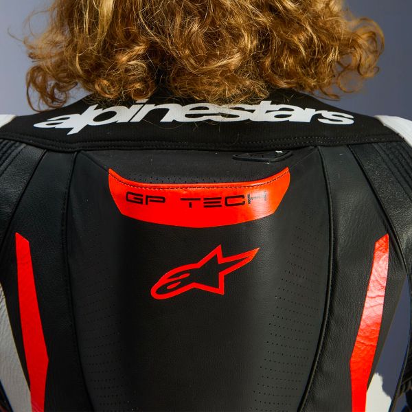 Alpinestars GP Tech V5 1 PC Leather Suit Black White Red Fluo