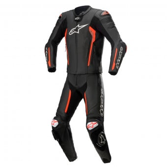 Combinaison Moto Cuir Alpinestars Missile V2 2PC Suit Black Red Fluo