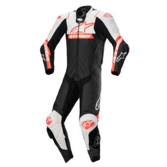 Combinaison Moto Cuir Alpinestars Missile V2 Ward 1PC Black White Red Fluo