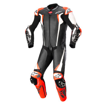 Combinaison Moto Cuir Alpinestars Racing Absolute V2 1PC Black White Red Fluo
