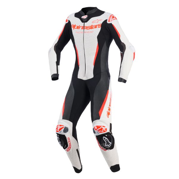 Combinaison Moto Cuir Alpinestars Stella GP-R7 1PC Leather Suit White Black Red Fluo