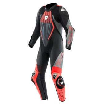 Combinaison Moto Cuir Dainese Audax D-Zip 1PC Perf Black Red Fluo Anthracite