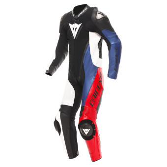 Combinaison Moto Cuir Dainese Demon Sprint 1PC Leather Black White Red Lava