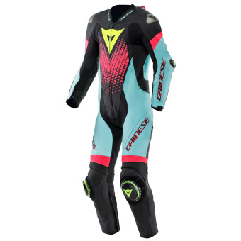 Combinaison Moto Cuir Dainese Laguna Seca 6 Perf 1PC Leather Black Water Fuxia