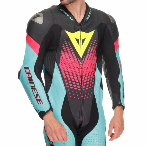 Dainese Laguna Seca 6 Perf 1PC Leather Black Water Fuxia