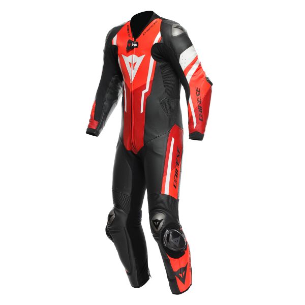 Combinaison Moto Cuir Dainese Misano 3 Perf. D-Air 1PC Black Red Fluo Red
