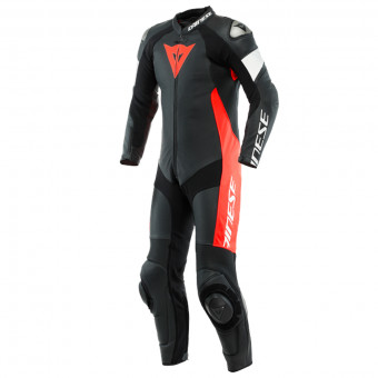 Combinaison Moto Cuir Dainese Tosa Black Fluo Red White