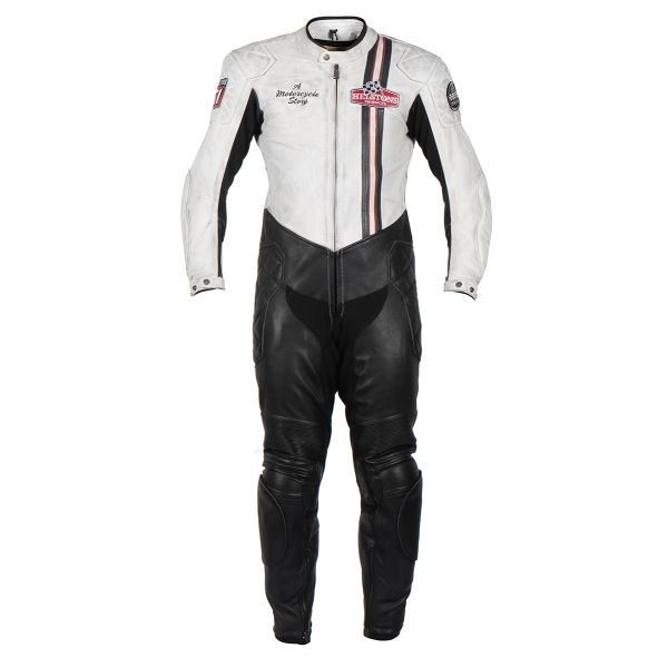 Combinaison Moto Cuir Helstons Stirling Suit Black White