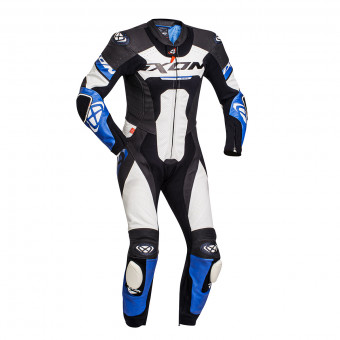 Combinaison Moto Cuir Ixon Jackal Black White Blue