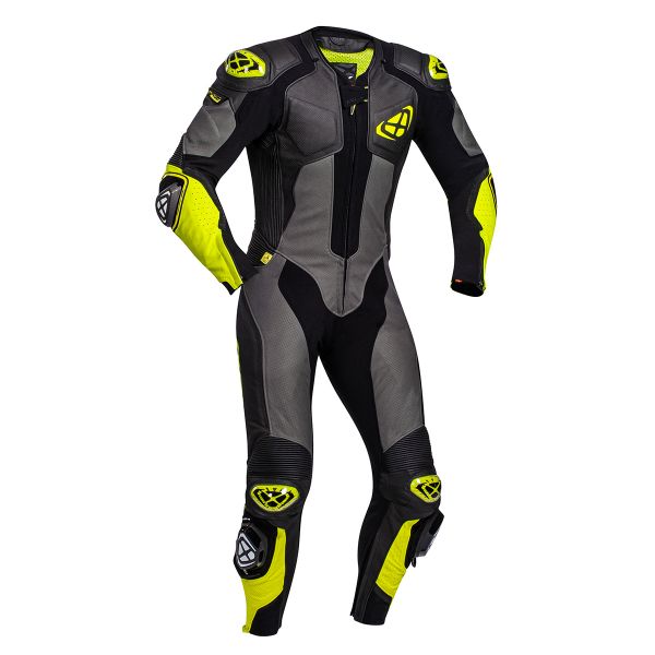 Combinaison Moto Cuir Ixon Vendetta Evo Black Anthracite Yellow