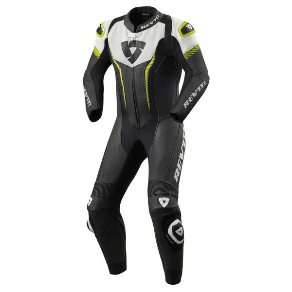 Combinaison Moto Cuir REV'IT Argon Noir Jaune Neon