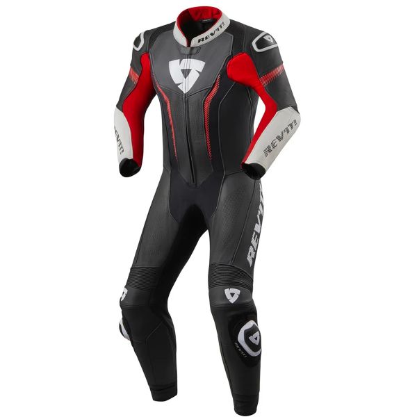 Combinaison Moto Cuir REV'IT Argon Noir Neon Rouge