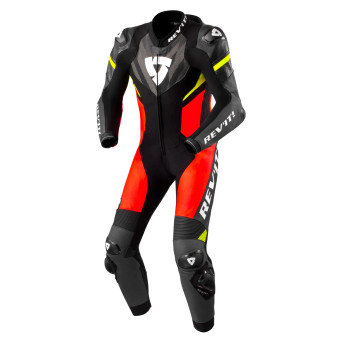 Combinaison Moto Cuir REV'IT Hyperspeed 2 Noir Neon Rouge