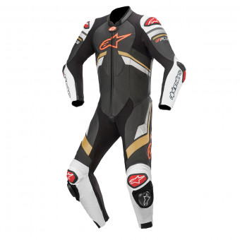Combinaison Moto Cuir Alpinestars GP Plus V3 Suit Black White Gold Bright Red