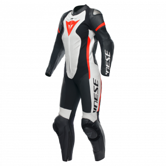 Combinaison Moto Cuir Dainese Grobnik Lady Leather 1PC Black White Fluo Red