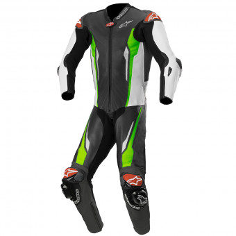 Combinaison Moto Cuir Alpinestars Racing Absolute Tech-Air Compatible Black White Green Fluo