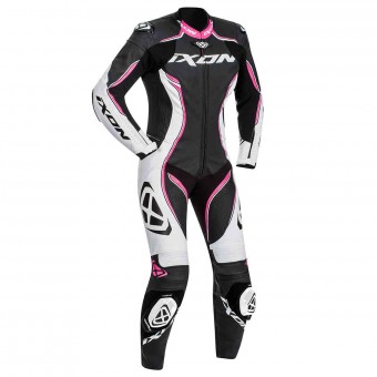 Combinaison Moto Cuir Ixon Vortex Lady Noir Blanc Fuchsia