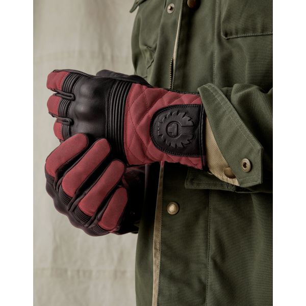 Gants Moto Belstaff Hampstead Cuir Coton Black Red