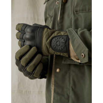 Gants Moto Belstaff Hampstead Cuir Coton Black Forest Green
