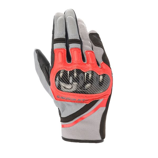 Gants Moto Alpinestars Chrome Ash Grey Black Bright Red