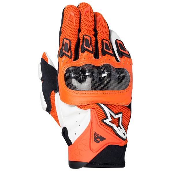 Gants Moto Alpinestars SMX-2 Air Carbon Orange Blanc