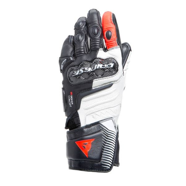 Gants Moto Dainese Carbon 4 Long Lady Black White Fluo Red Gants Moto Dainese Carbon 4 Long Lady Black White Fluo Red