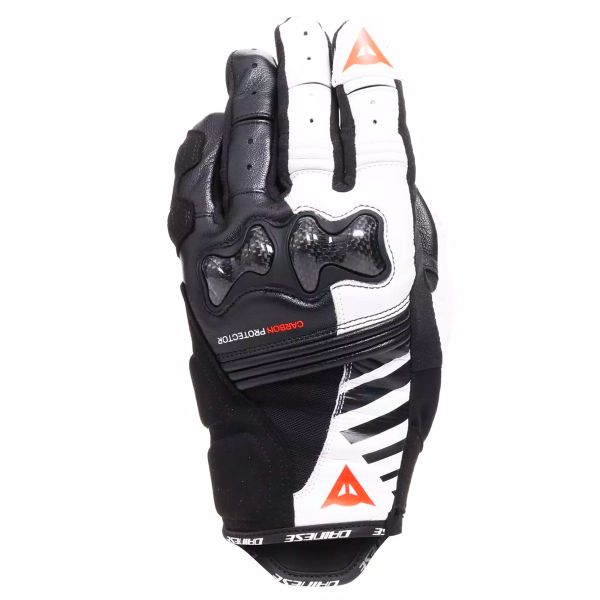 Gants Moto Dainese Reacto Carbon Short Woman Black White Red Fluo