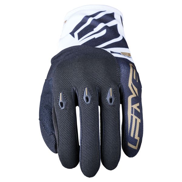 Gants Moto Five E3 Evo White Black Gold