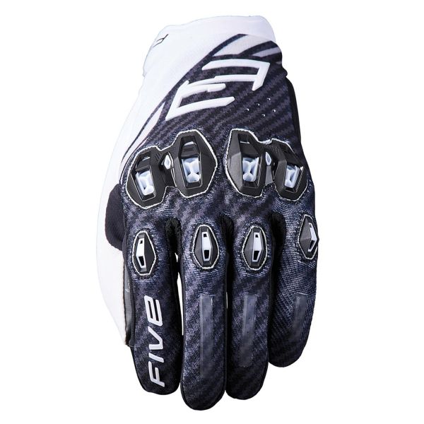 Gants Moto Five Stunt Evo 2 Fiber Black White Gants Moto Five Stunt Evo 2 Fiber Black White