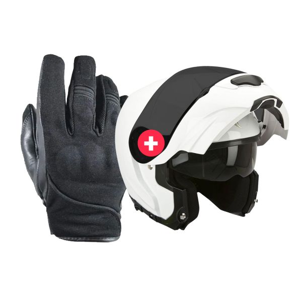 Pack Gants + Casque : HARISSON Splash Waterproof Black + EXO 3000 Air Blanc  | iCasque.com