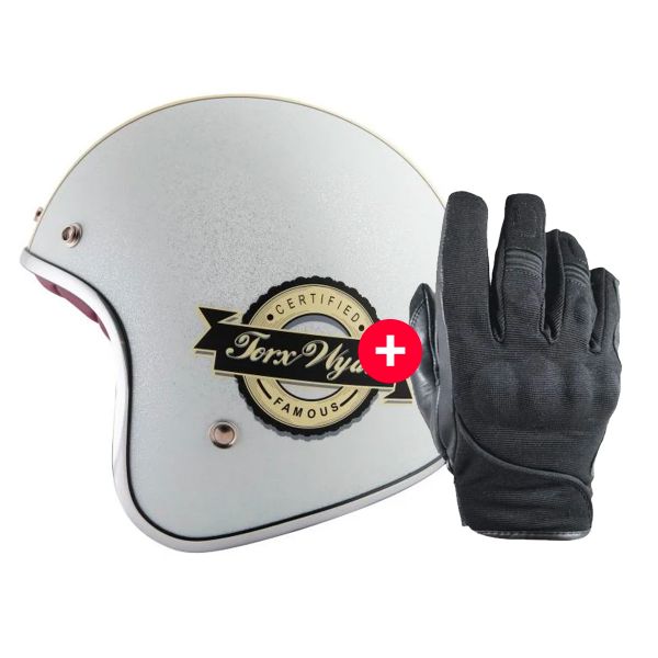 Gants Moto HARISSON Splash Waterproof Black + Wyatt Famous Matt Glitter Blanc