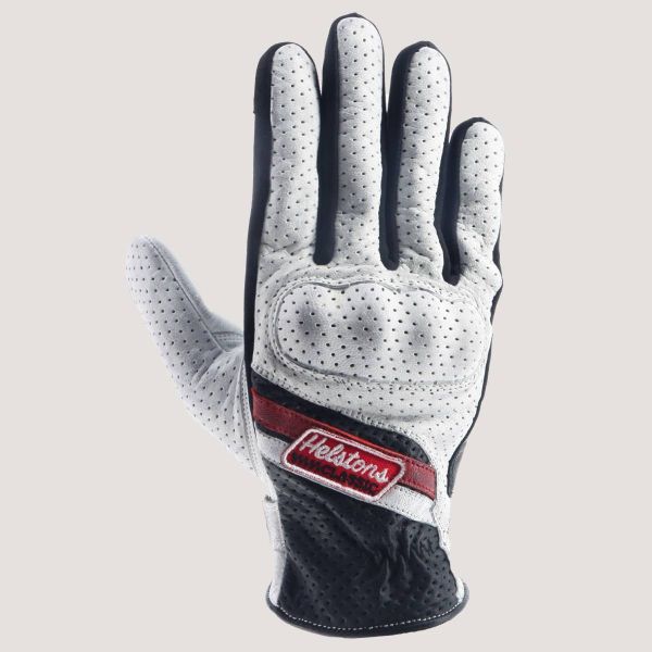 Gants Moto Helstons Cars Summer Leather Noir Blanc Rouge