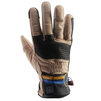 Gants Moto Helstons Fender Chauffant Leather Beige Black