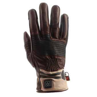 Gants Moto Helstons Fender Chauffant Leather Choco Beige Black