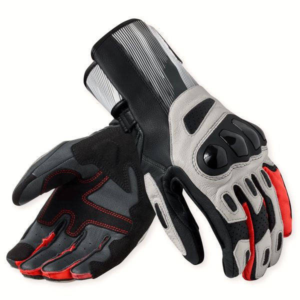 Gants Moto REV'IT Metis 2 Light Grey Neon Red