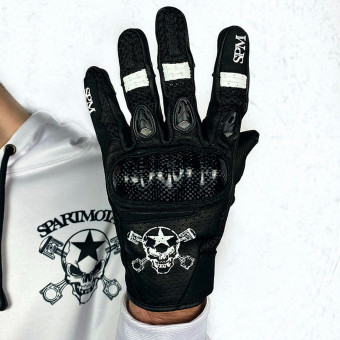 Gants Moto SPARTMOTARD Race Black White 08 Gants Moto SPARTMOTARD Race Black White 08