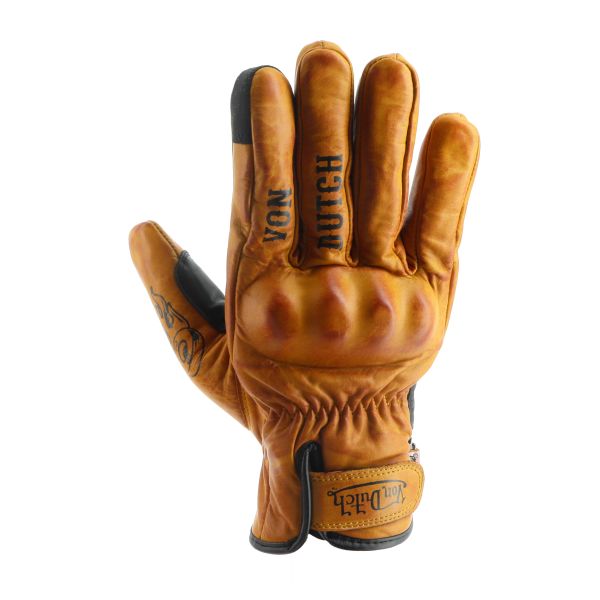 Gants Moto Von Dutch Flash Lady Cuir Gold Black