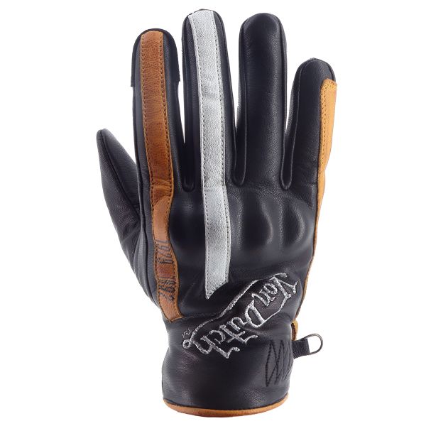Gants Moto Von Dutch Hawk Leather Noir Or Blanc