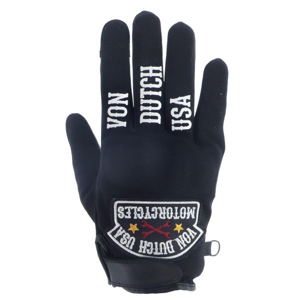 Gants Moto Von Dutch Key Leather Noir Blanc
