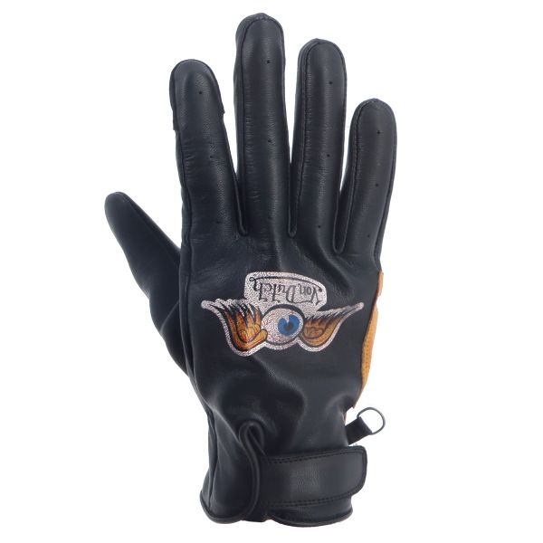 Gants Moto Von Dutch Vision Leather Noir Or