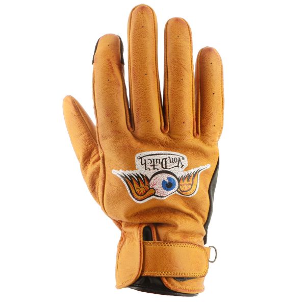 Gants Moto Von Dutch Vision Leather Or Noir