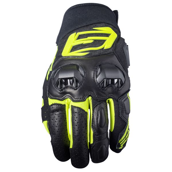 Gants moto Five SF3 Noir Jaune Fluo en Stock