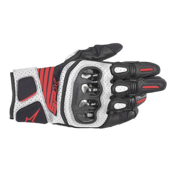 Gants Moto Alpinestars SP X Air Carbon V2 Black White Red Fluo