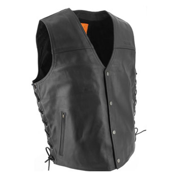 Gilet Moto Soubirac Gilet Cuir Lacets Noir