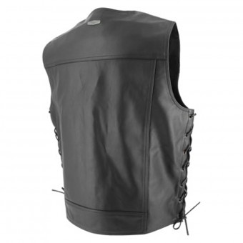 Soubirac Gilet Cuir Lacets Noir