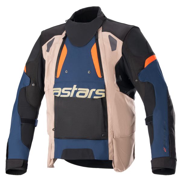 Veste Moto Alpinestars Halo Drystar Dark Blue Khaki Flame Orange Veste Moto Alpinestars Halo Drystar Dark Blue Khaki Flame Orange