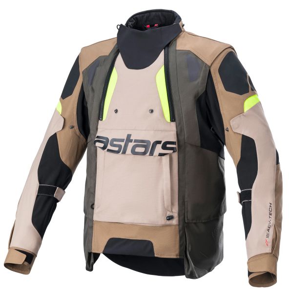 Veste Moto Alpinestars Halo Drystar Dark Khaki Sand Yellow Fluo Veste Moto Alpinestars Halo Drystar Dark Khaki Sand Yellow Fluo