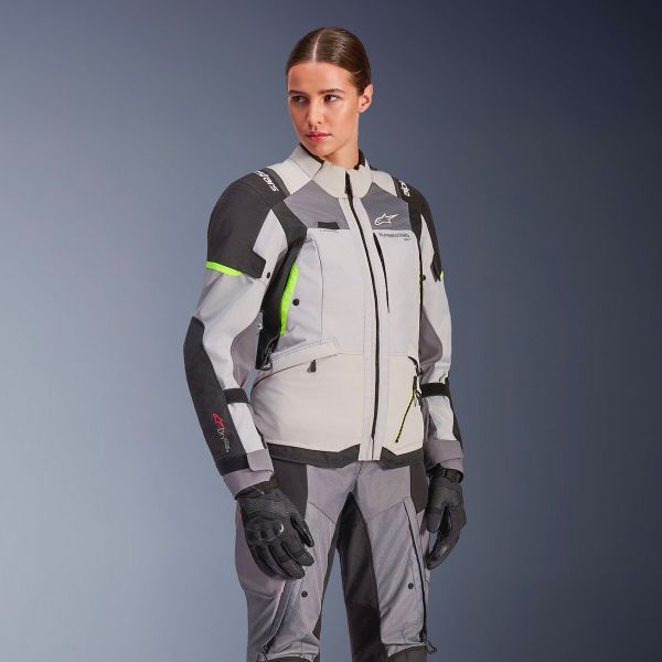 Alpinestars Stella Andes V4 Drystar Ice Gray Dark Gray Black Yellow Fluo