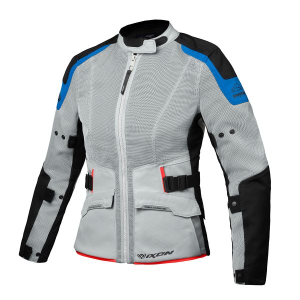 Veste Moto Ixon M-Njord Lady Light Grey Blue Bright Red